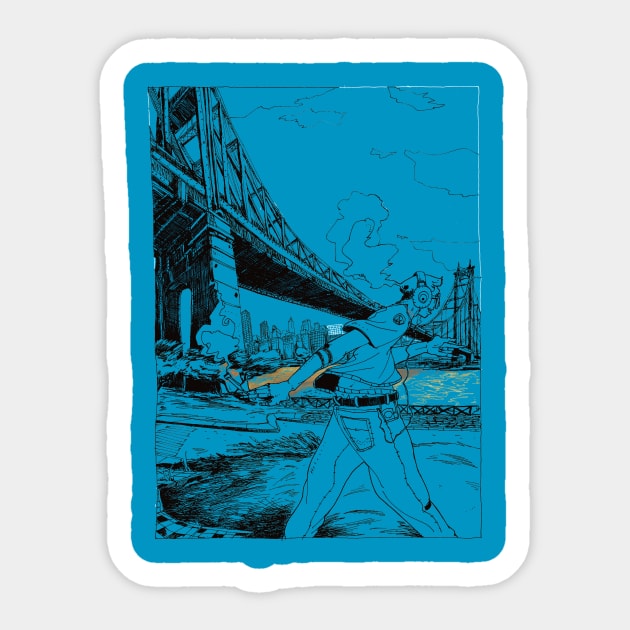 5 min in NY City - East River Bridge Sticker by romain